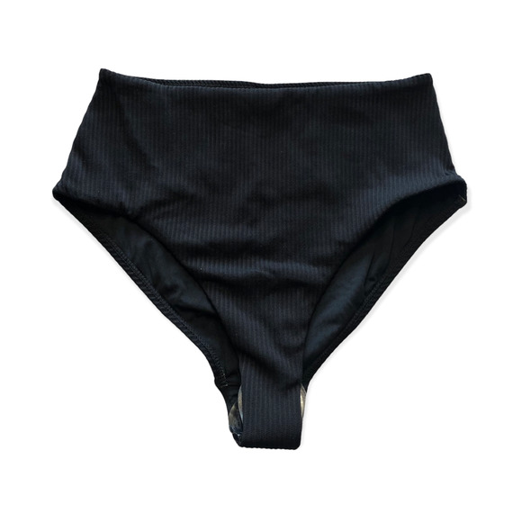 Topshop Other - TOPSHOP Black Ribbed High Waist Bikini Bottom Size 2